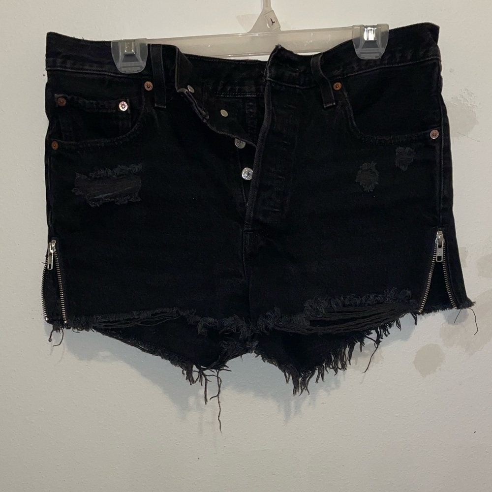 Distressed Black Levi Shorts